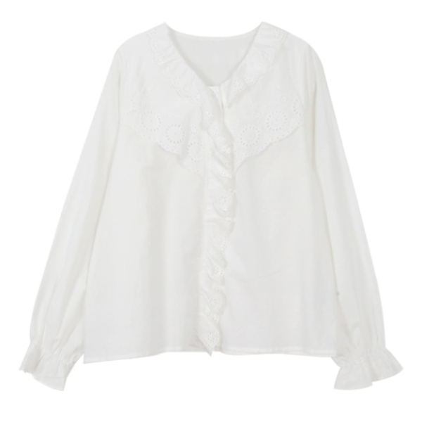 Lace Accent Solid-Colored Blouse | Most LOVED Korean fashion shopping ...